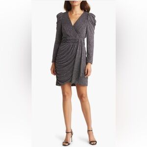 Eliza J Metallic Long Sleeve Cocktail Dress NWT